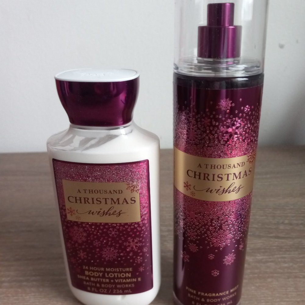 Bath and body works A thousand christmas wishes body mist and lotion